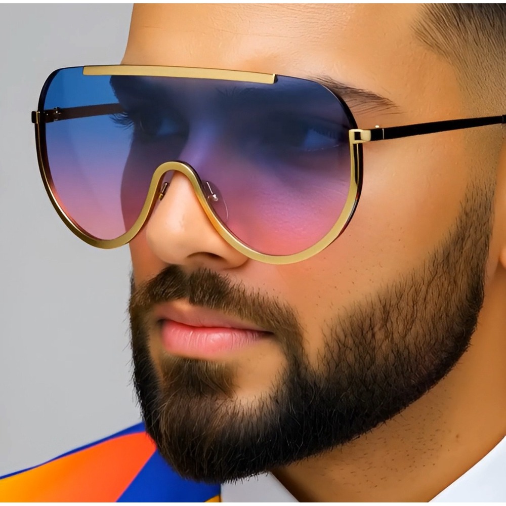 Fashion Sunglasses MenFuturistic Shield‎ Large Cover Hip Hop Eyeglasses Designer